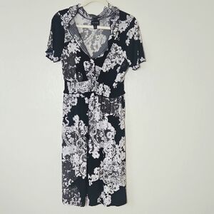 New York & Company Black and White Floral Midi Dress